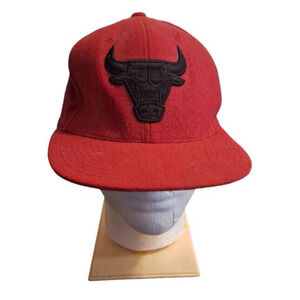NBA Chicago Bulls Mitchell & Ness Snapback Hat Red Fleece Cap One Size Fits All